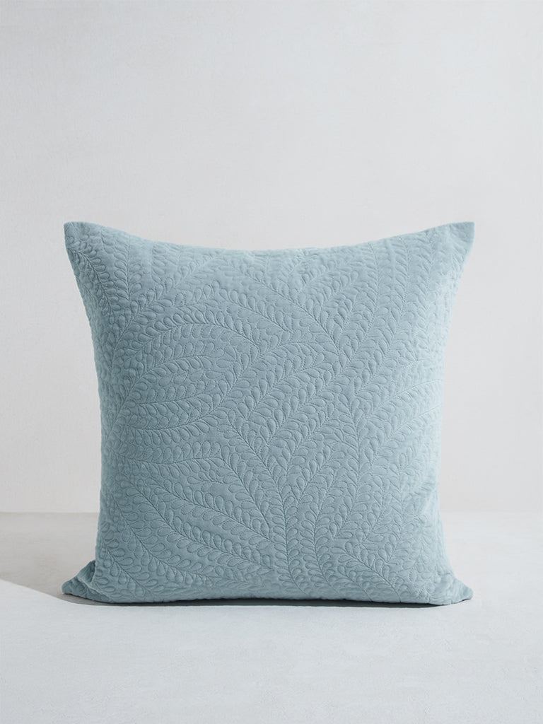 Westside Home Blue Leaf Quilted Cushion Cover