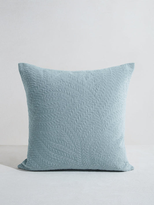 Westside Home Blue Leaf Quilted Cushion Cover