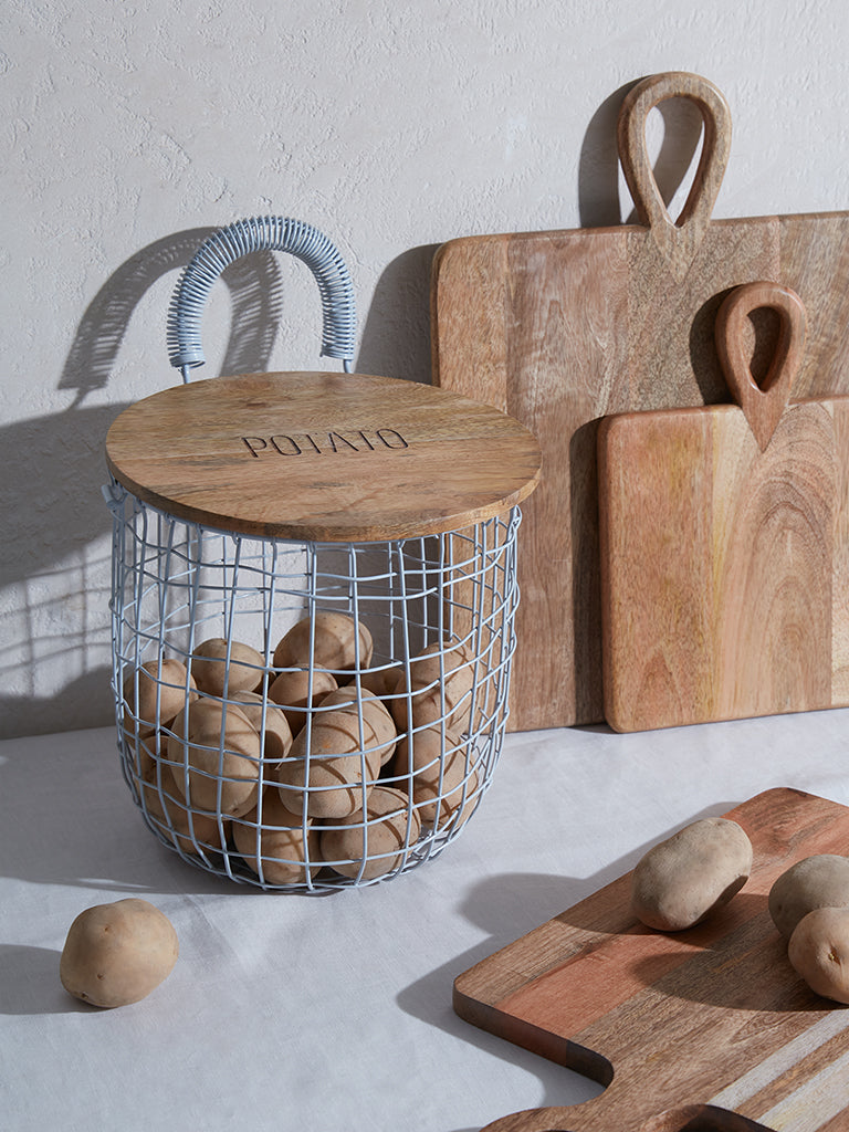 Westside Home Blue Potato Storage Basket