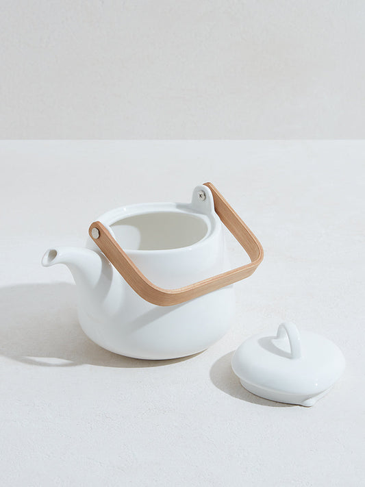 Westside Home White Chai Kettle with Wood Handle