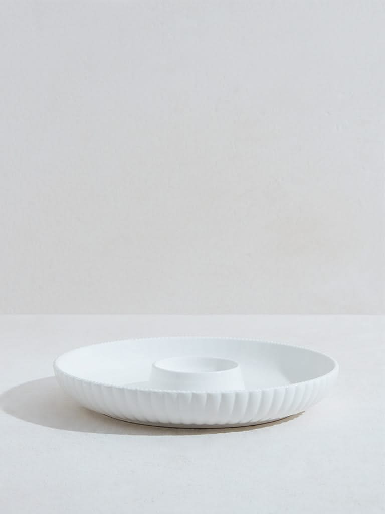 Westside Home White Porcelain Chip and Dip Serving Dish