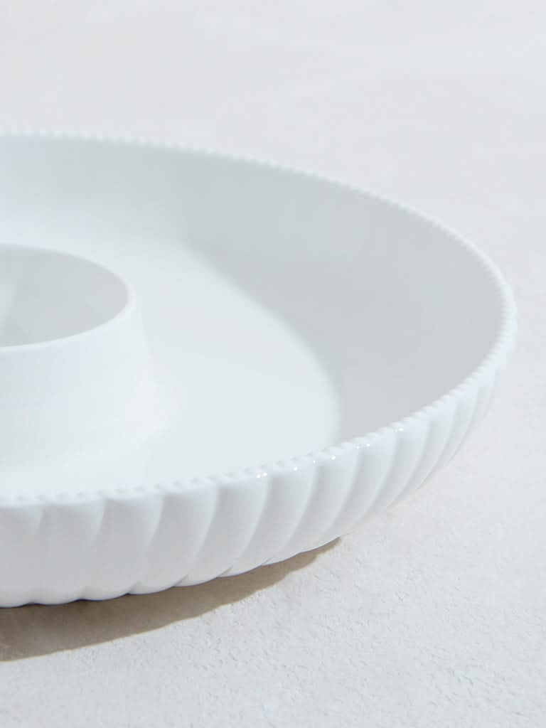 Westside Home White Porcelain Chip and Dip Serving Dish