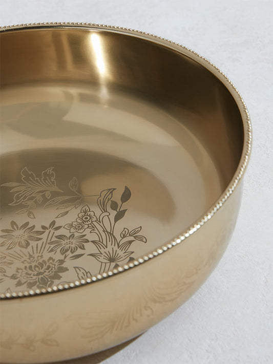 Westside Home Gold Floral Patterned Bowl-Medium