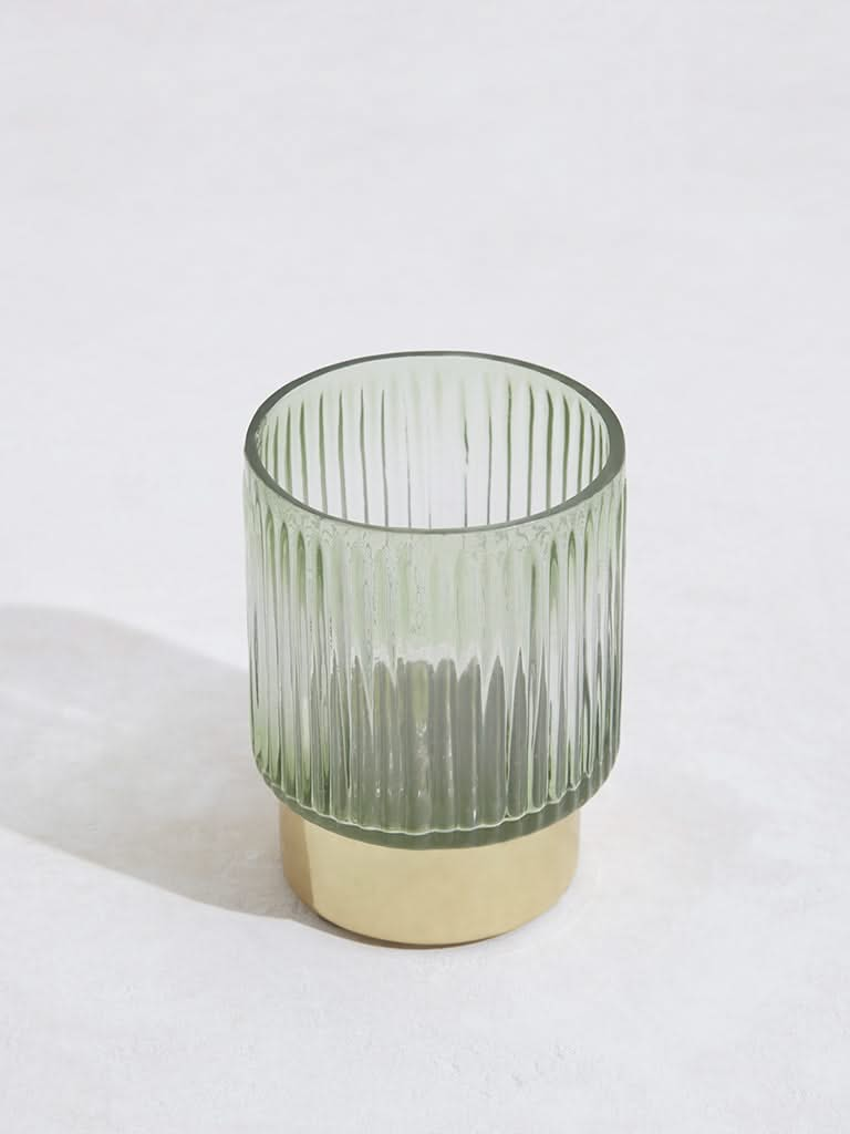 Westside Home Light Green Ribbed Candle Stand