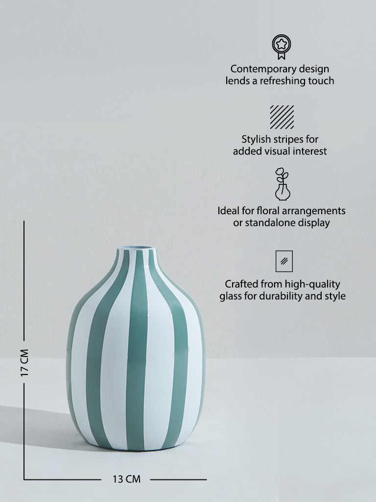 Westside Home Aqua Striped Vase-Small