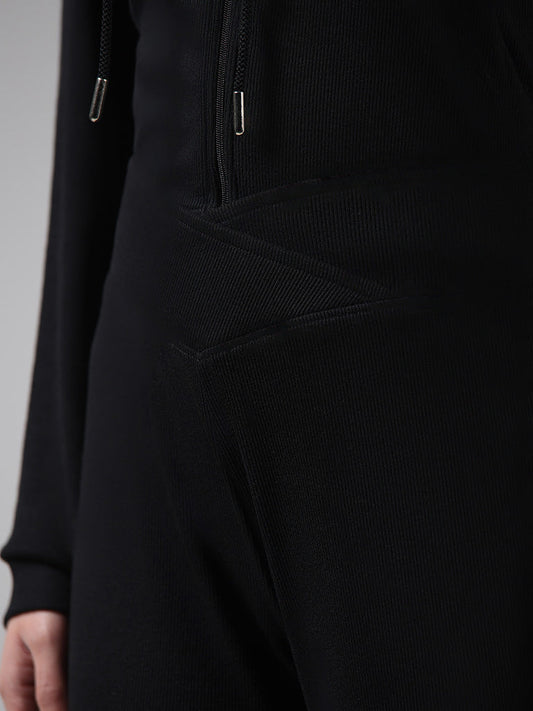 Superstar Black Ribbed Cross Waistband Trousers