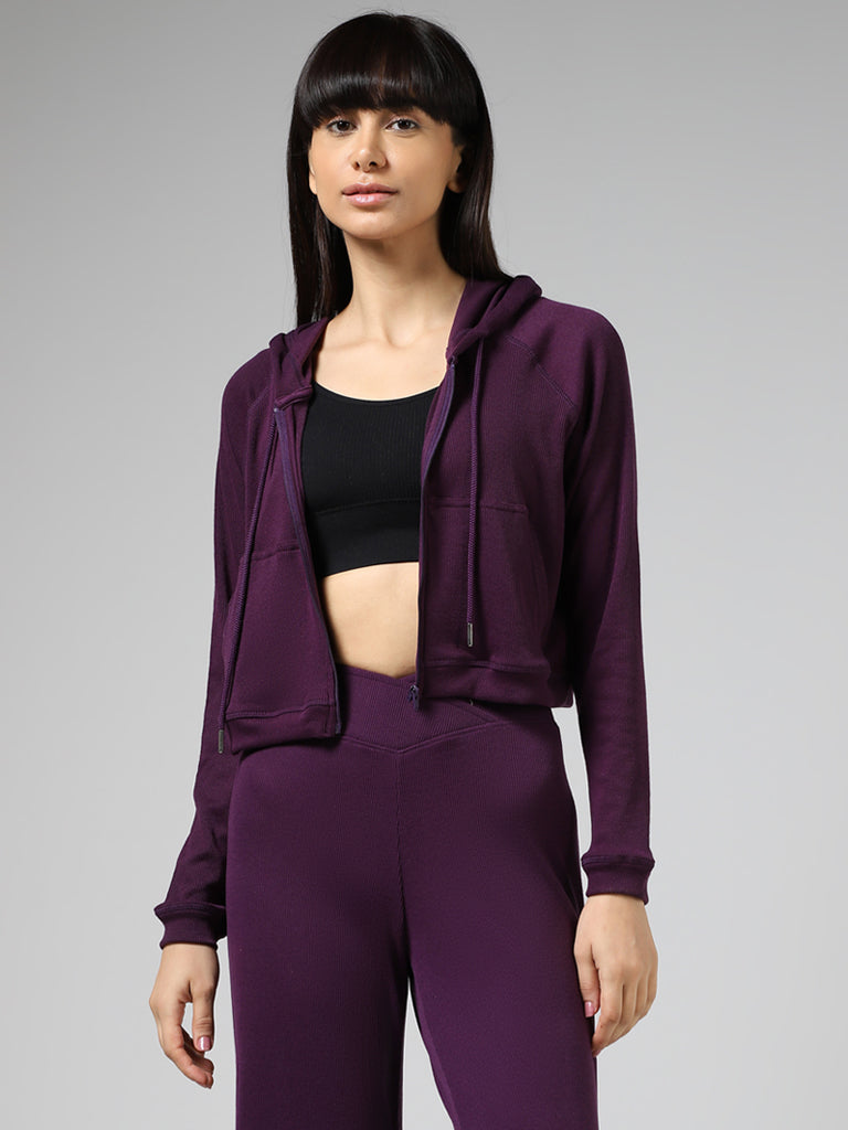 Superstar Dark Purple Fluted Hoodie Jacket