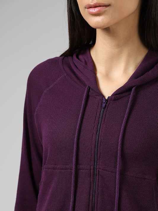 Superstar Dark Purple Fluted Hoodie Jacket