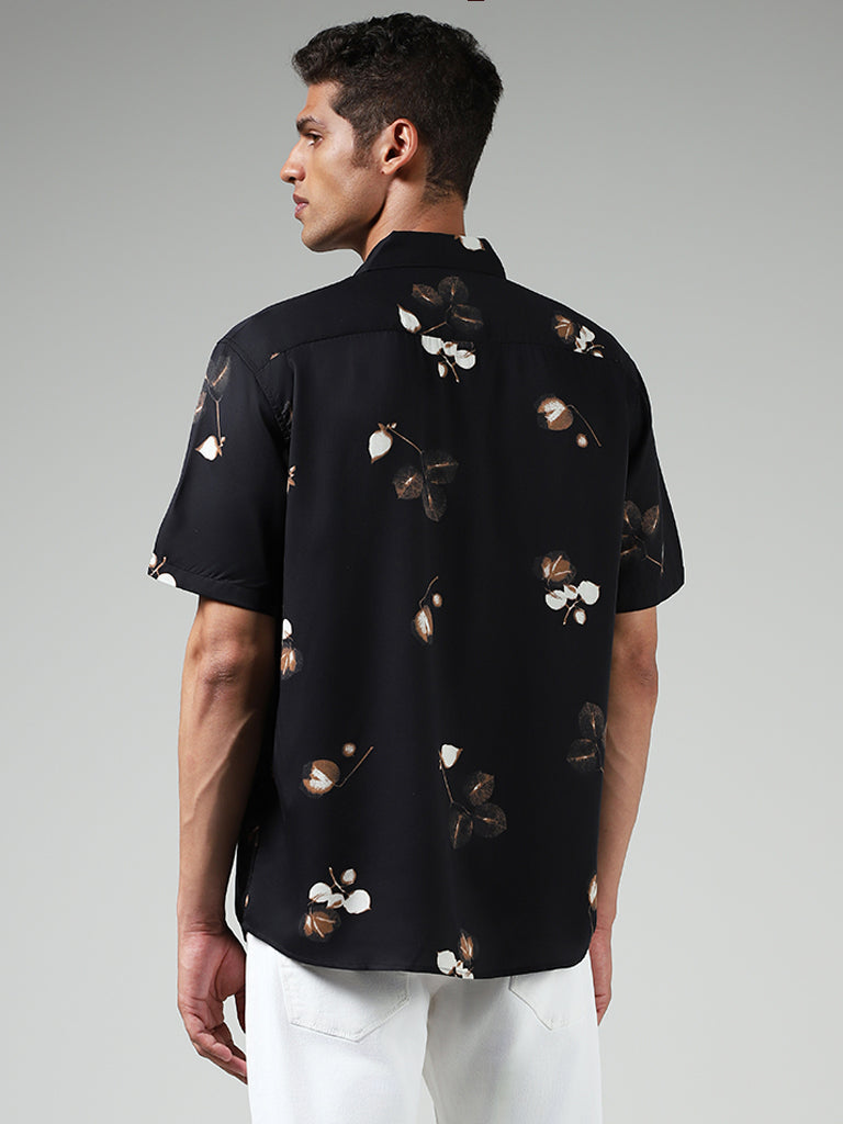 Ascot Black Printed Relaxed-Fit Shirt