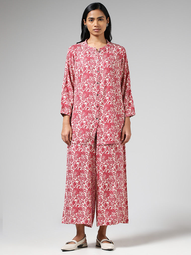 Utsa Red Printed Kurti