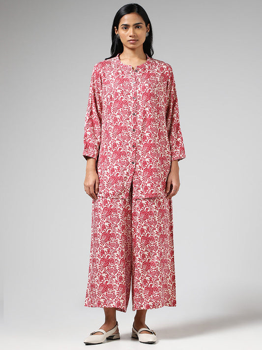 Utsa Red Printed Kurti