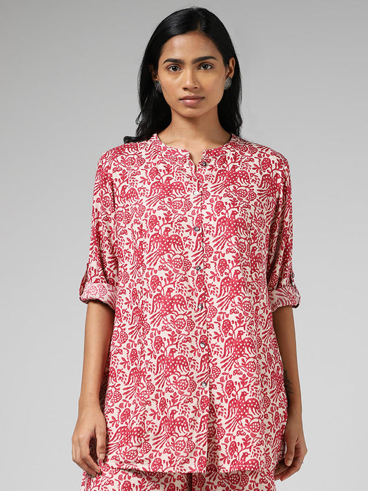 Utsa Red Printed Kurti