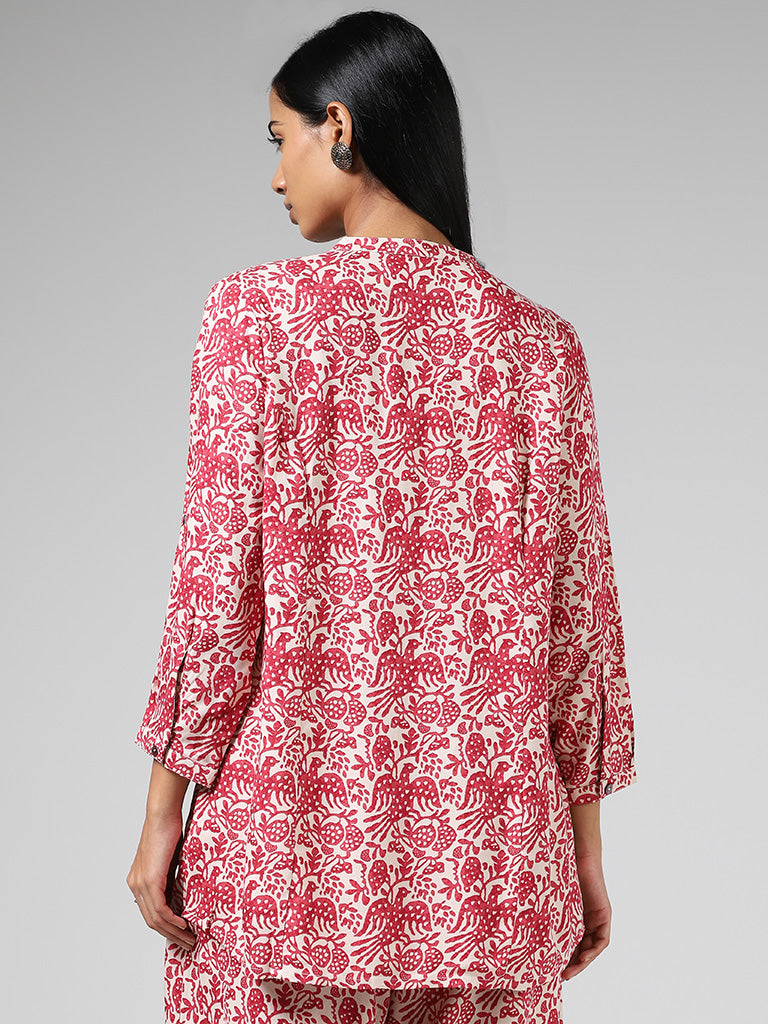 Utsa Red Printed Kurti