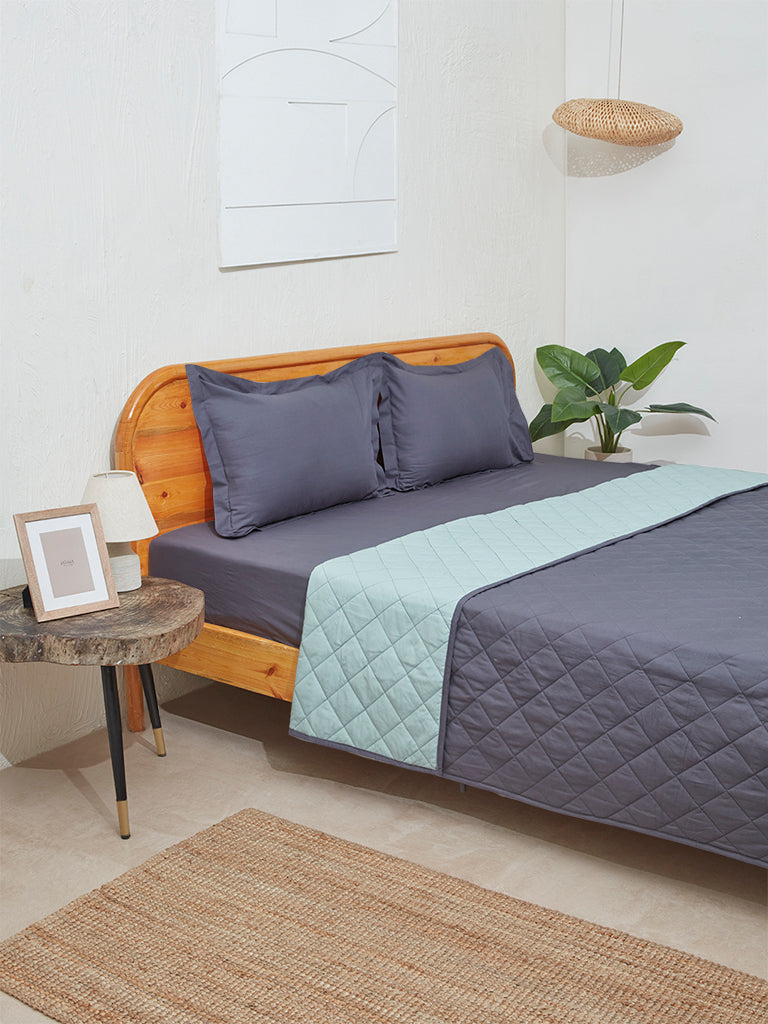 Westside Home Grey Reversible Solid Double Quilt