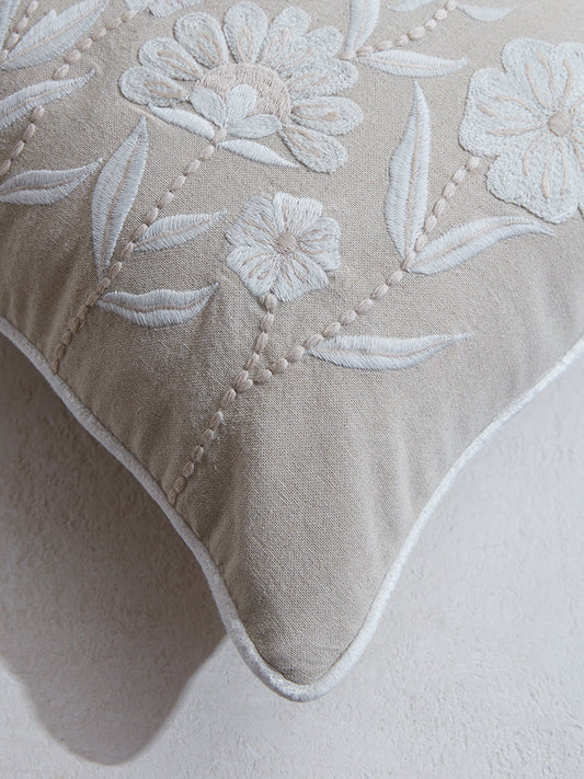 Westside Home White Floral Design Cushion Cover