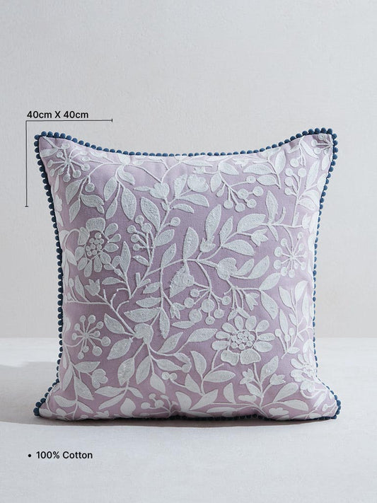 Westside Home Purple Floral Design Cushion Cover