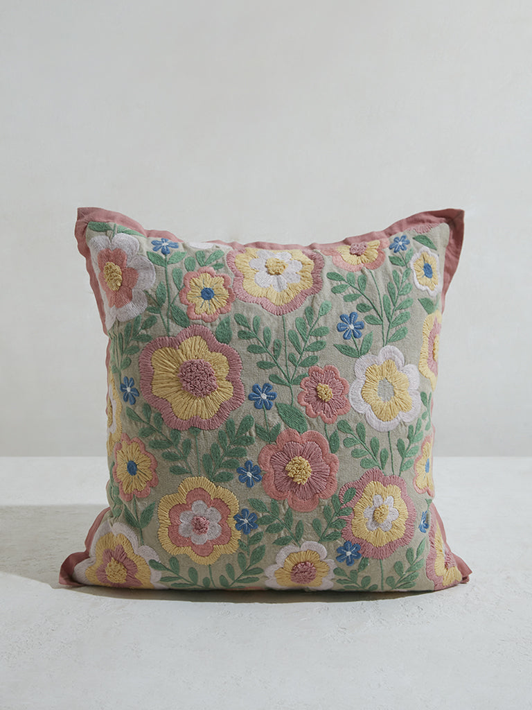 Westside Home Multicolor Floral Design Cushion Cover