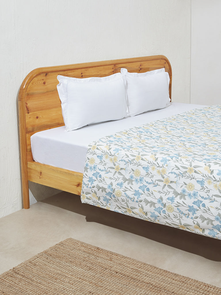 Westside Home Blue Chintz Floral Design King Duvet Cover