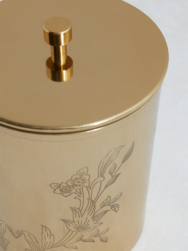 Westside Home Dull Gold Damask Design Metal Jar-Large