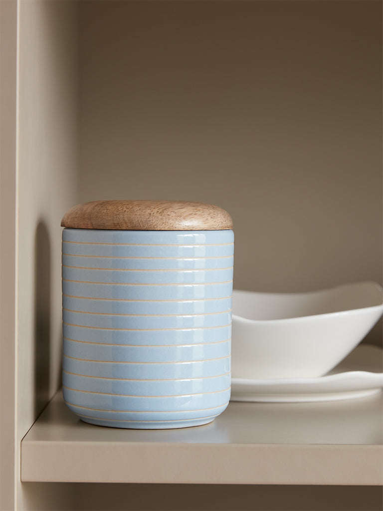 Westside Home Light Blue Small Ribbed Storage Jar