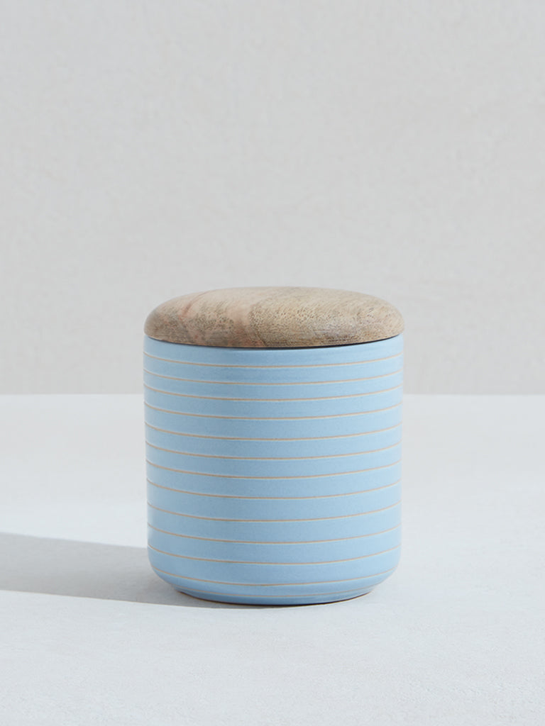 Westside Home Light Blue Small Ribbed Storage Jar