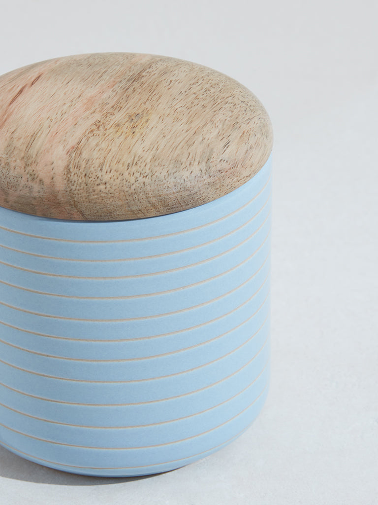 Westside Home Light Blue Small Ribbed Storage Jar