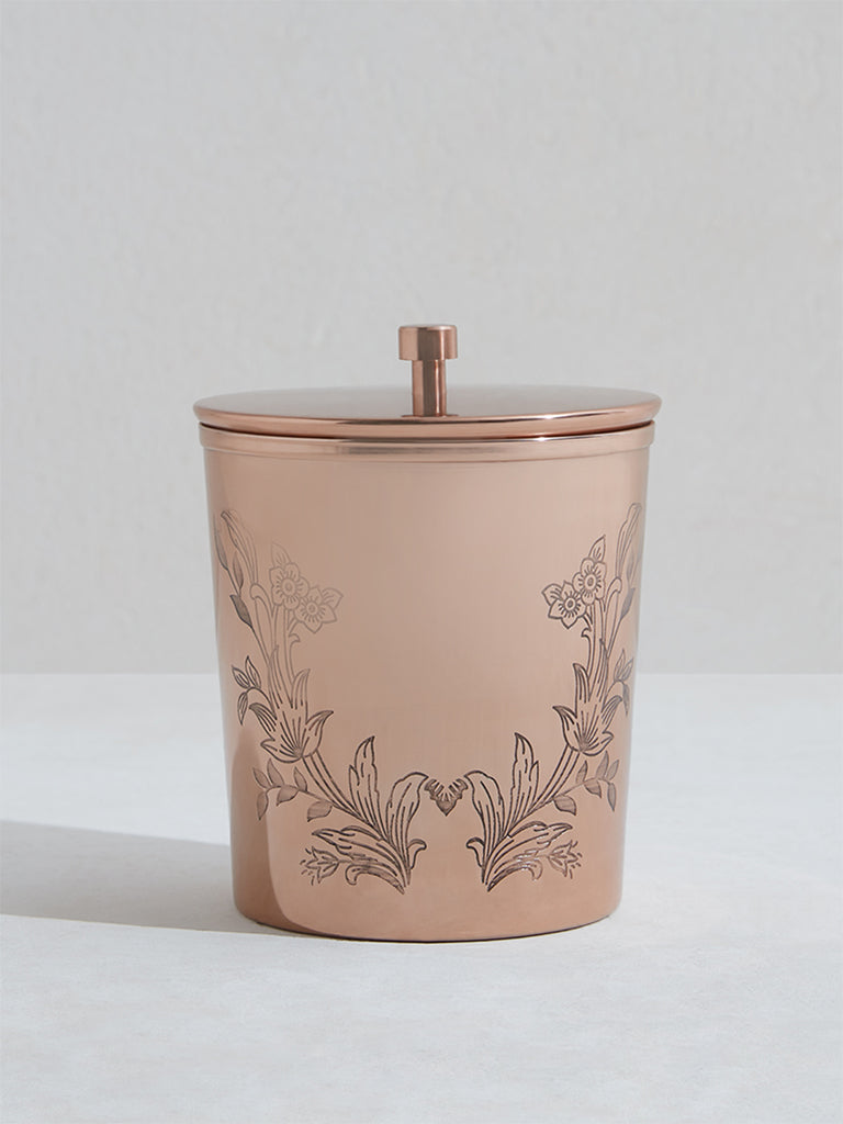 Westside Home Copper Damask Design Metal Jar-Large