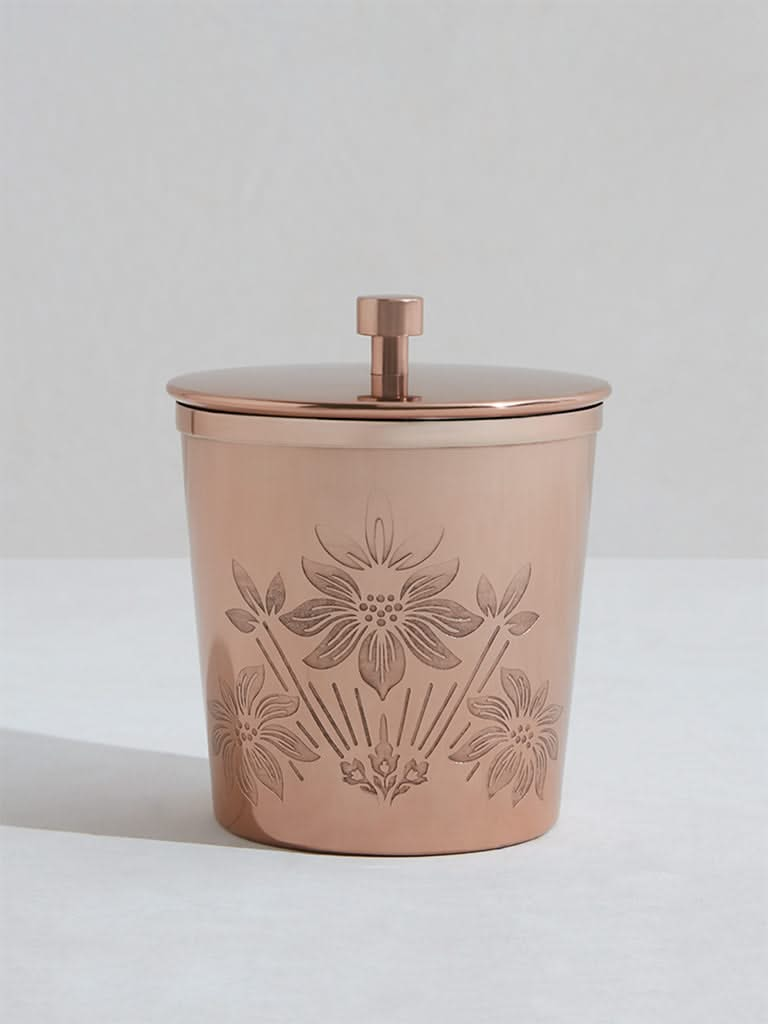 Westside Home Copper Damask Design Metal Jar-Small