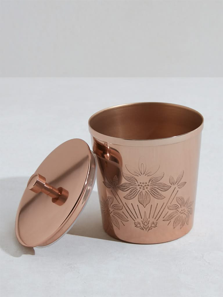 Westside Home Copper Damask Design Metal Jar-Small