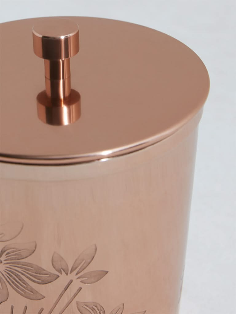 Westside Home Copper Damask Design Metal Jar-Small