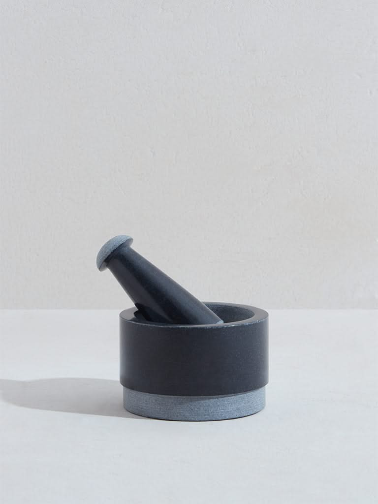 Westside Home Black Marble Mortar and Pestle Set