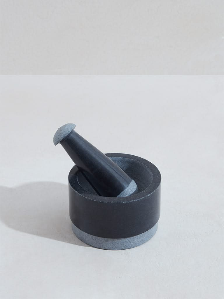 Westside Home Black Marble Mortar and Pestle Set