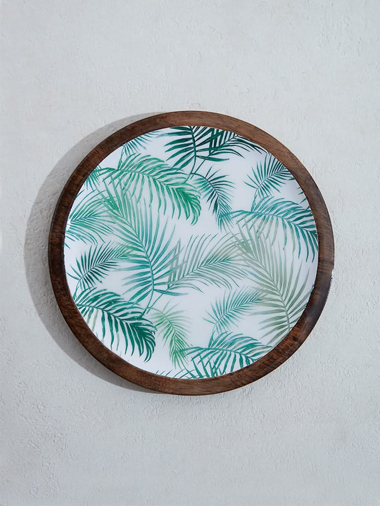 Westside Home Green Leaf Print Dinner Plate