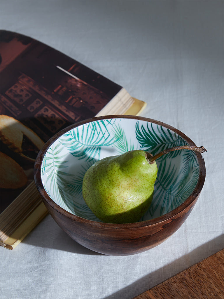 Westside Home Green Leaf Print Small Bowl