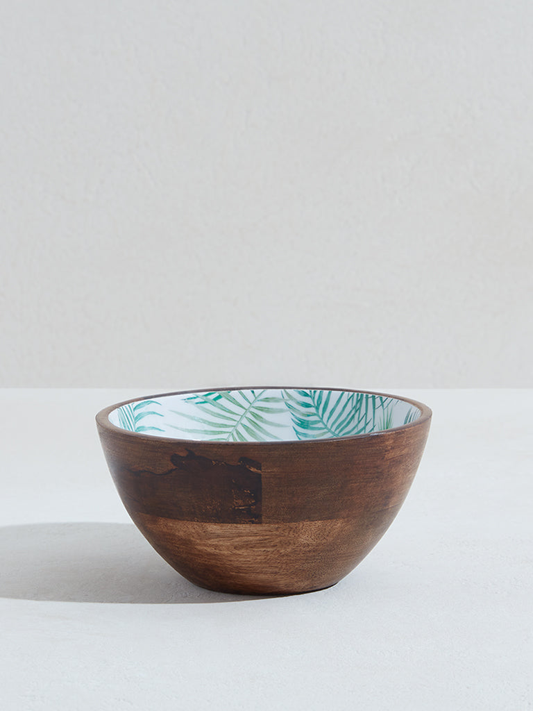 Westside Home Green Leaf Print Small Bowl