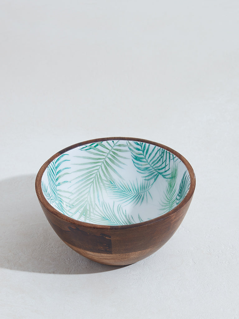 Westside Home Green Leaf Print Small Bowl