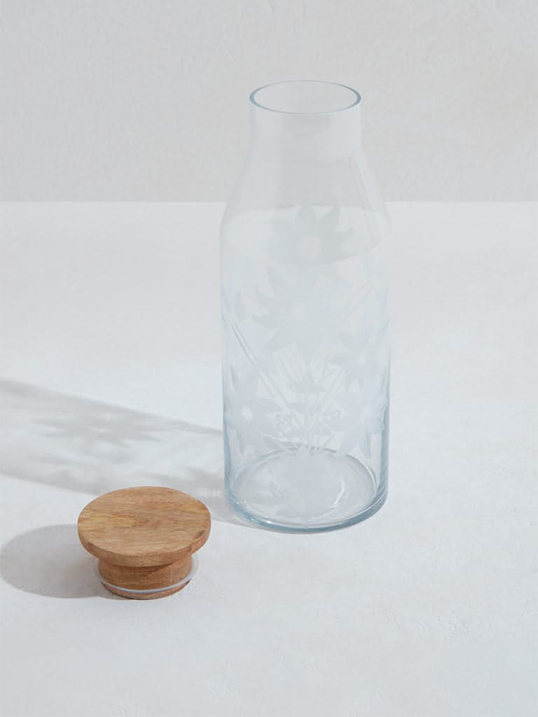 Westside Home Clear Damask Design Milk Bottle