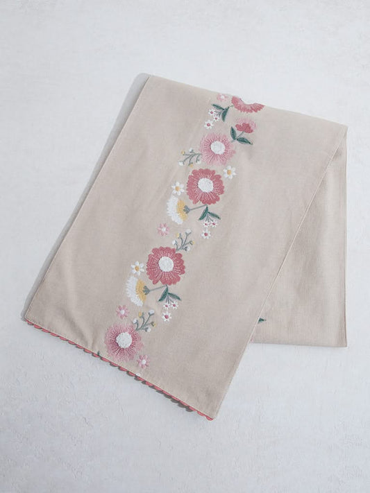 Westside Home Pink Floral Embroidered Table Runner