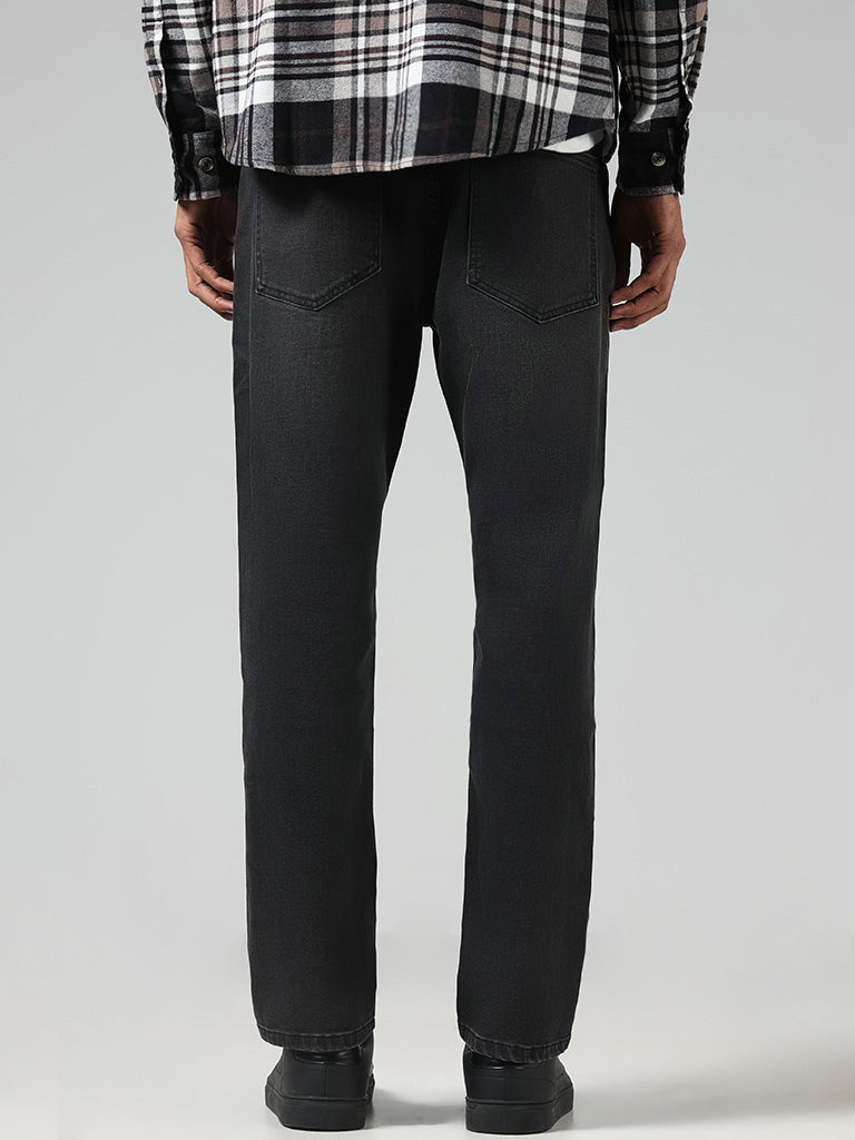 Nuon Dark Grey Straight - Fit Mid - Rise Jeans