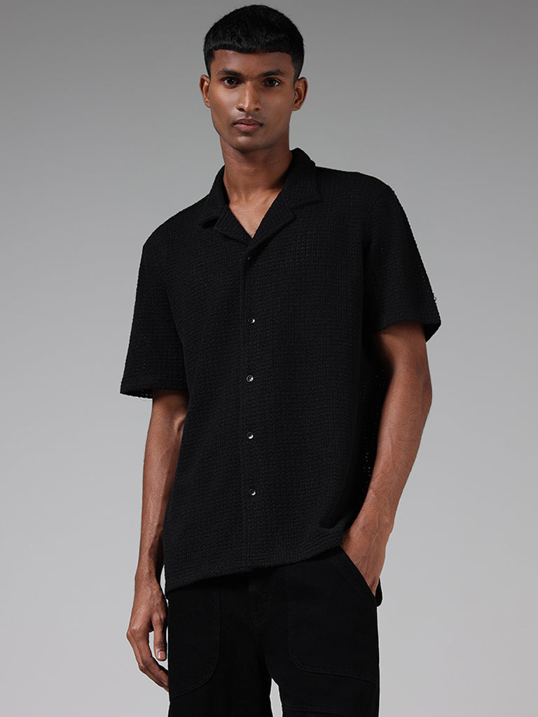 Nuon Black Relaxed-Fit Knitted Shirt