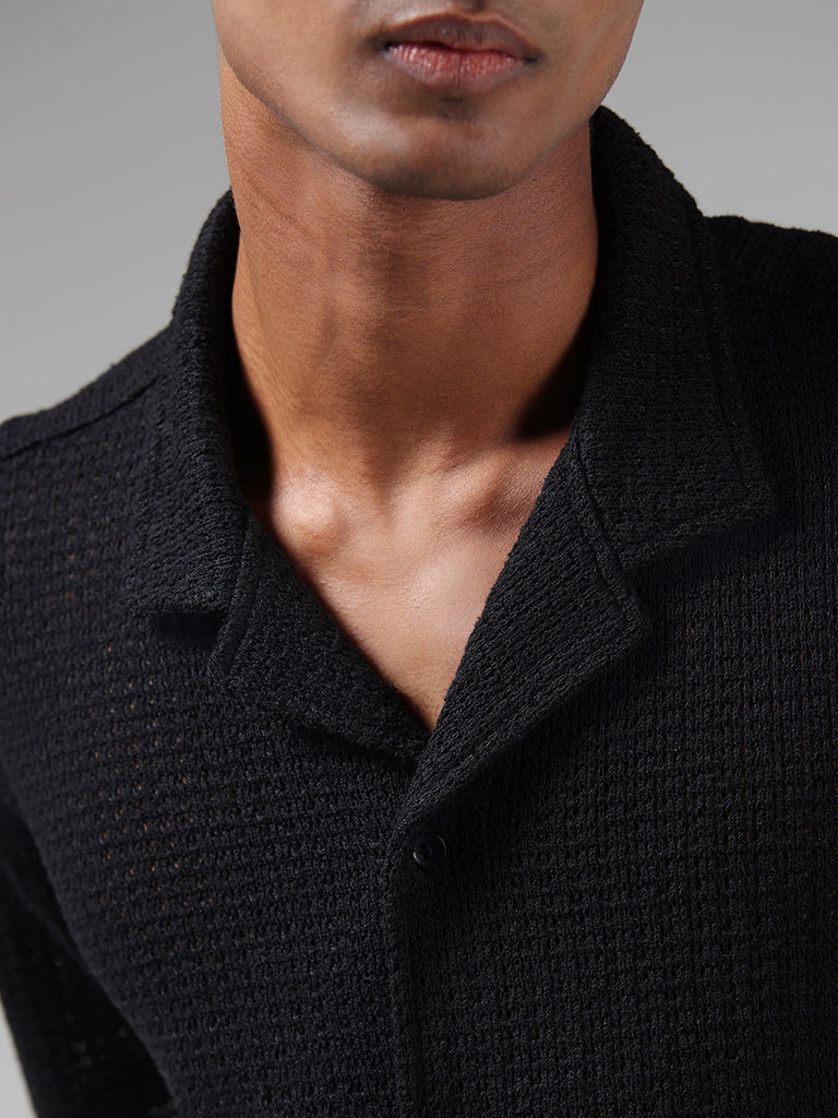 Nuon Black Relaxed-Fit Knitted Shirt