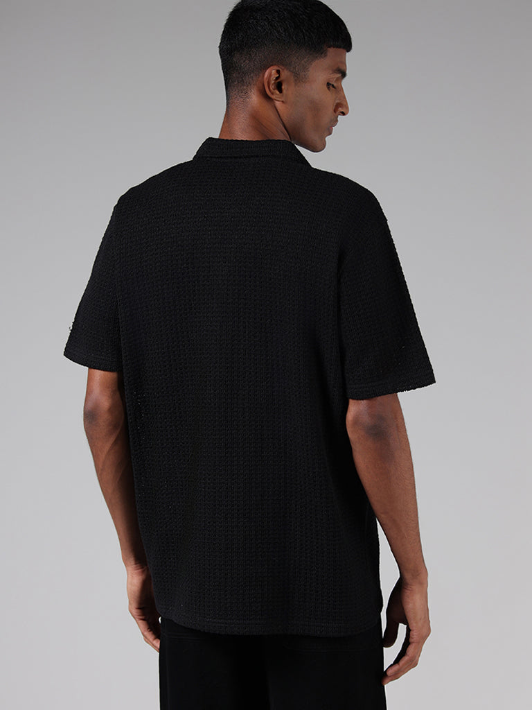 Nuon Black Relaxed-Fit Knitted Shirt