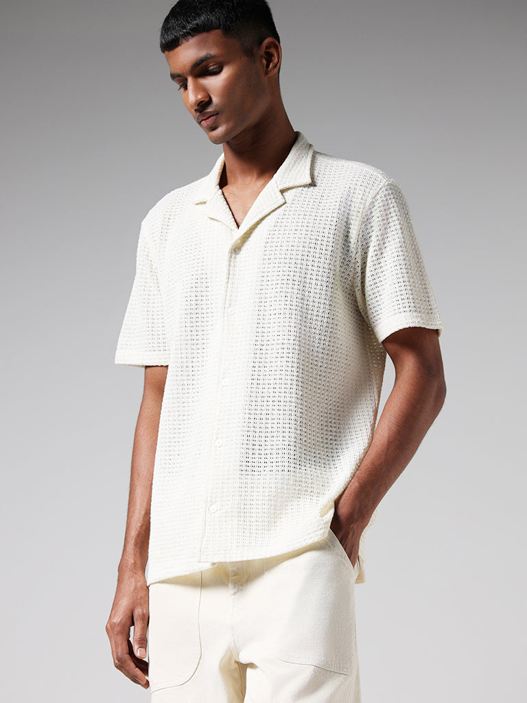 Nuon Off-White Relaxed-Fit Knitted Shirt