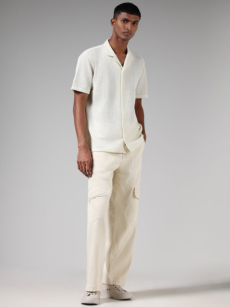 Nuon Off-White Relaxed-Fit Knitted Shirt