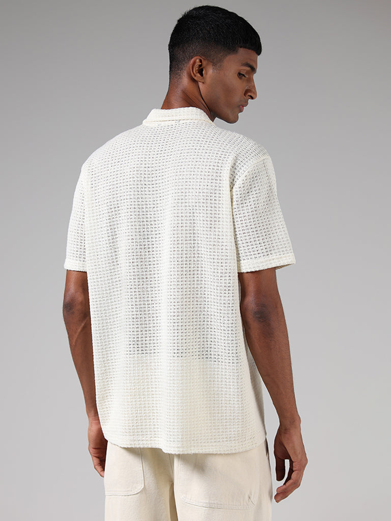 Nuon Off-White Relaxed-Fit Knitted Shirt