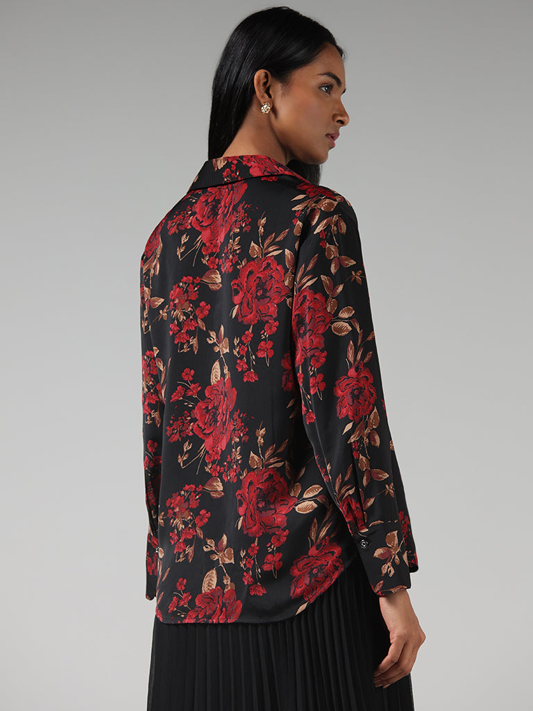 Wardrobe Black Floral Printed Shirt