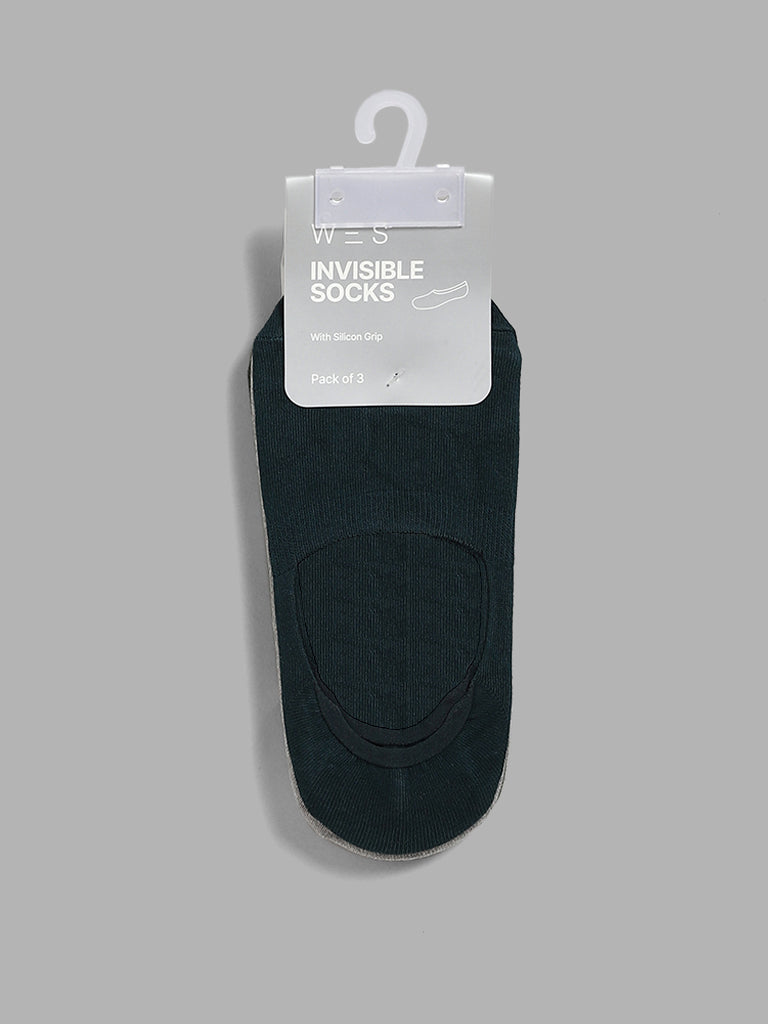 WES Lounge Multicolor Cotton Blend Invisible Socks - Pack of 3