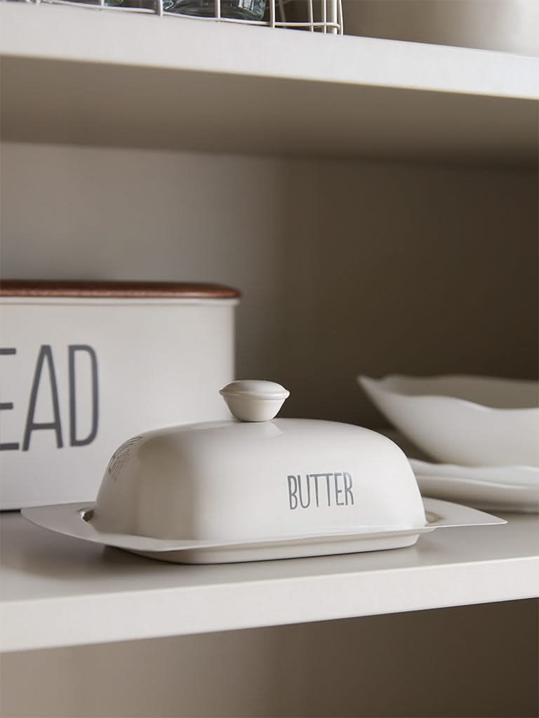 Westside Home Off White Butter Dish