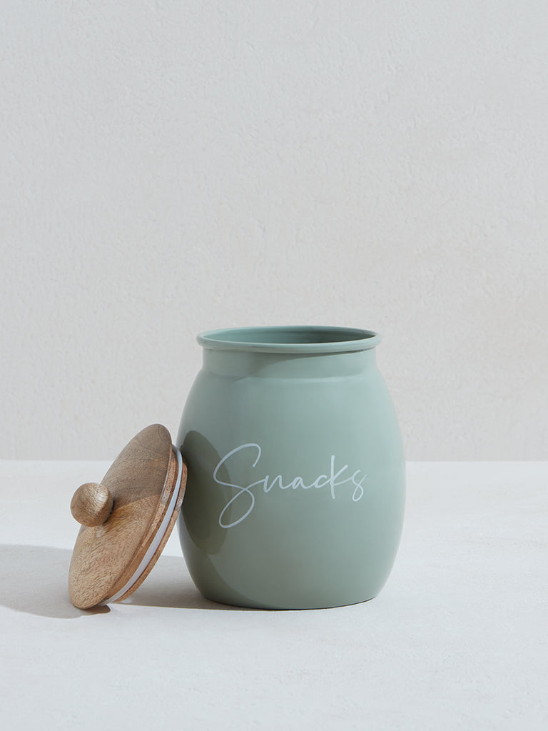 Westside Home Mint Snacks Canister With Wooden Lid