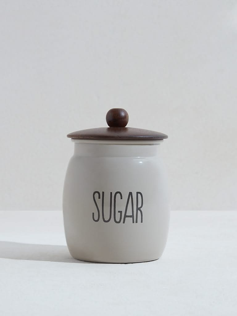 Westside Home Off White Sugar Canister